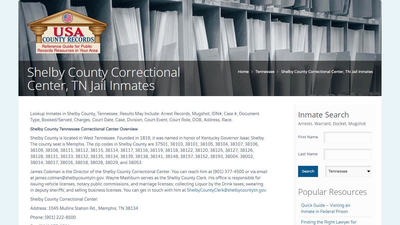 Shelby County Correctional Center, TN Jail Inmates | Name ...