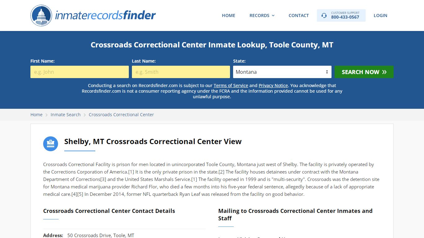 Crossroads Correctional Center Roster & Inmate Search ...